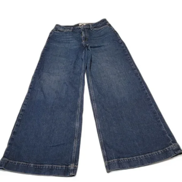 Paige Harper Women's Wide Leg Blue Denim Jeans Low Rise Size 29