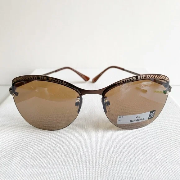 NWT semi rimless brown and tan sunglasses