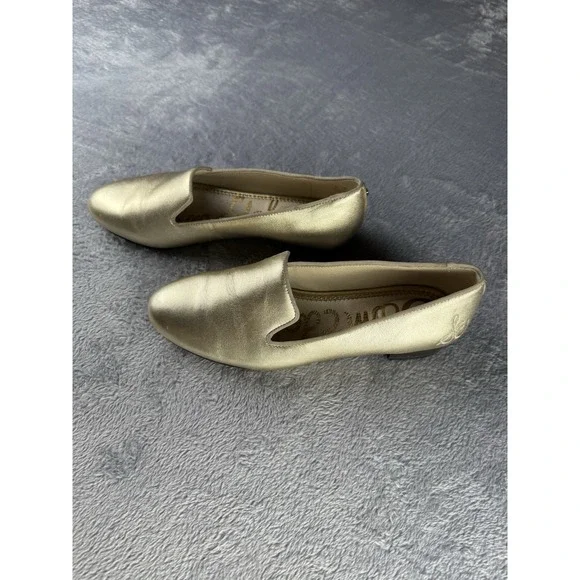 Sam Edelman Women's 7 Jordy Loafer Molten Gold Leather‎ Flats Glam Designer