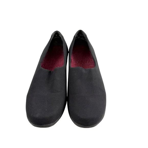 Munro Traveler Black Stretch Fabric Slip On Comfort Shoes Flat Womens 7 W