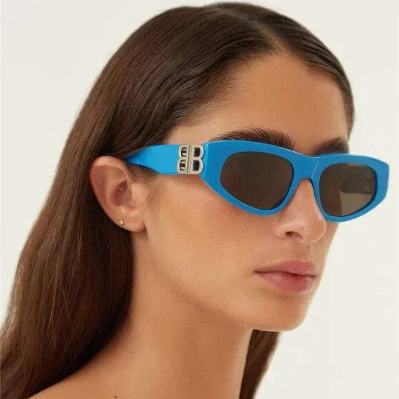 Balenciaga BB0095S 011 Blue Sunglasses NEW
