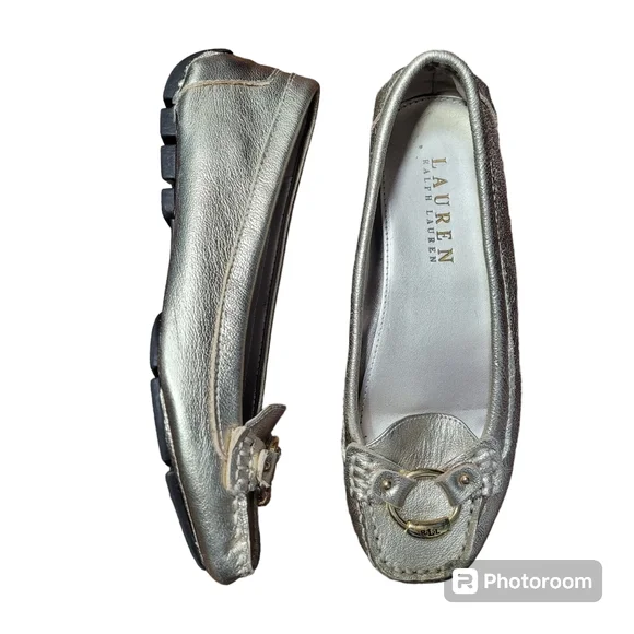 Lauren Ralph Lauren Metallic Leather Cadance Driving Loafers size 5.5