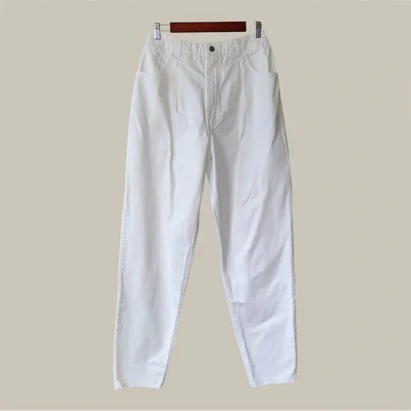 Talbots White High Waist Pleated tapered Jeans Size 10 Long