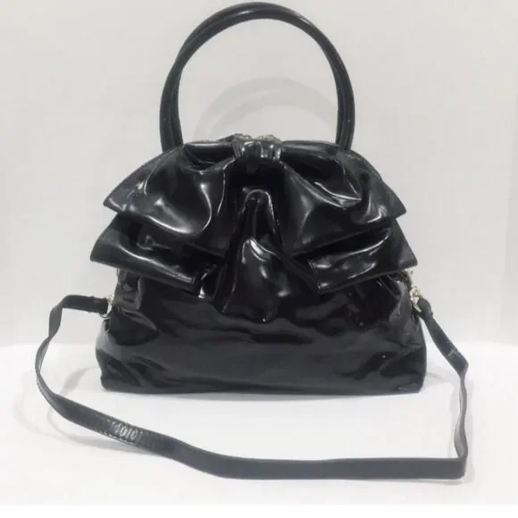 LAST MARKDOWN! Valentino Garavani Black Patent Leather Bow Satchel Bag