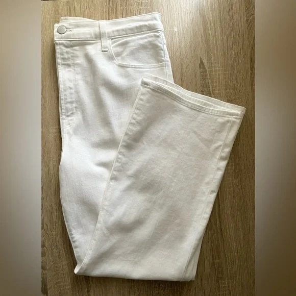 J Brand Franky White High Waisted Cropped Bootcut Jeans