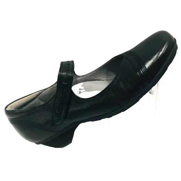 Abeo Black Mary Jane Shoes Women 8N Leather Whimsigoth Minimalist Goth‎ Witchy
