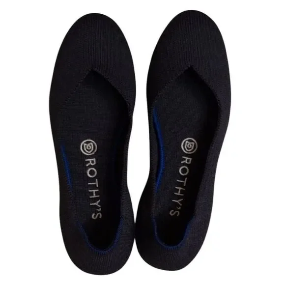 Rothys The Round Toe Flat Dark Navy Blue Size 7.5