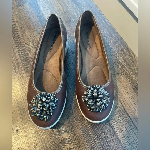 Hush Puppies Brown Leather Ballet Flats - Size 7