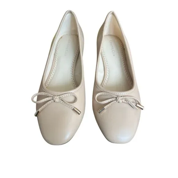 Charter Club nude ballet flats with pearl details sz 9