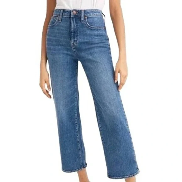 Madewell Curvy Slim Wide Leg Denim Jean Women's Blue Size 30 Tall Boho Casual