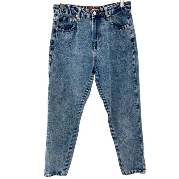 HH Jeans Los Angeles Vintage Style Retro Blue Acid Washed High-Rise Mom Jeans 5