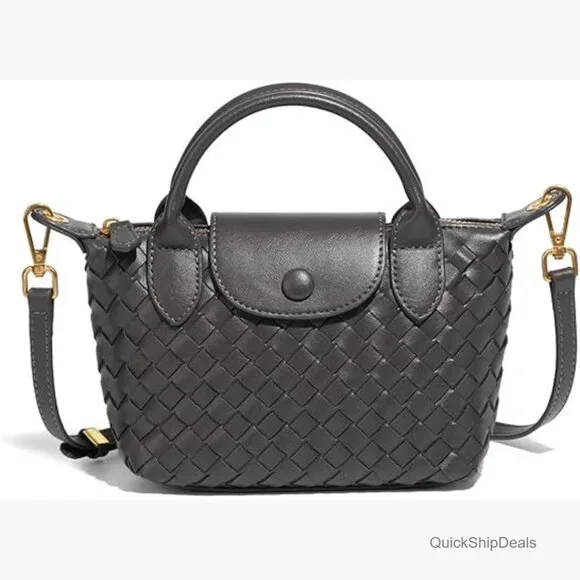 Faux Leather Braided Hobo Satchel with Adjustable Strap