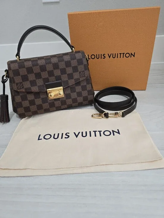 Louis Vuitton Croisette Brown Damier Ebene Top Handle Satchel Gold Hardware