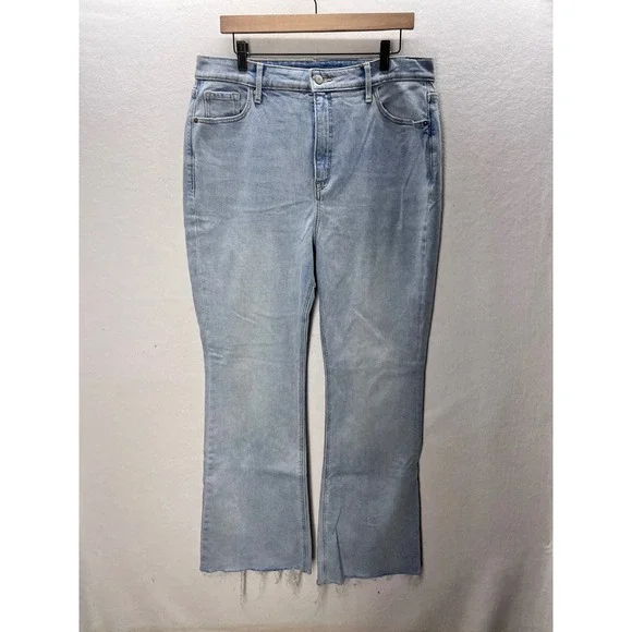 Old Navy Flare Jeans Womens 14 Light Blue Higher High-Rise Raw Hem 3347