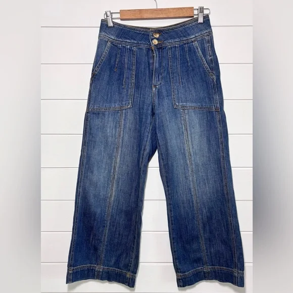 Pilcro Jeans Wide Leg Button‎ Fly Medium Wash Blue High Rise Stretch Size 25