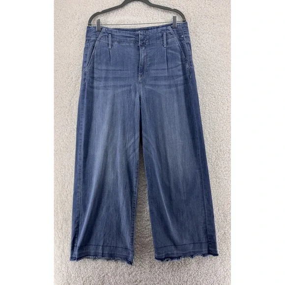 NYDJ Mona Wide Leg Jeans Women's 12 High Rise Medium Blue Denim Wash Baggy