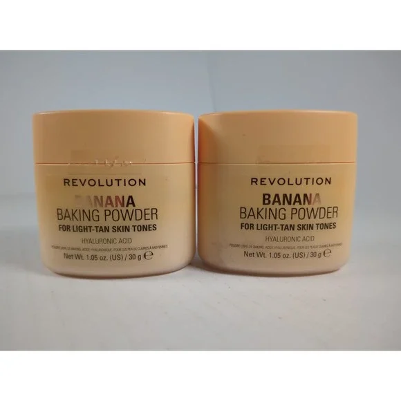 2 Pack Revolution Banana Baking Powder Light Tan Skin Tones Hyaluronic Acid New