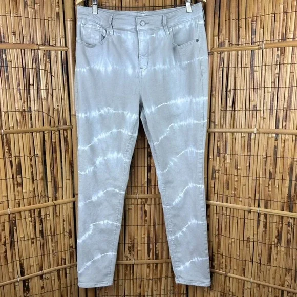OLD NAVY Women's Jeans Rockstar Super Skinny High Rise Stretch Tie Dye Tan Sz 16
