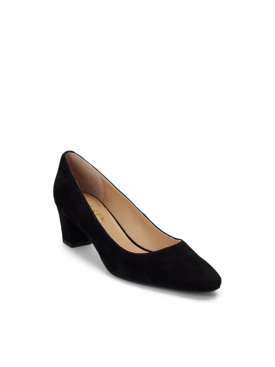 Lauren Ralph Lauren Whitney Black Suede Pumps 8.5 NIB Quiet Luxury Heels Office