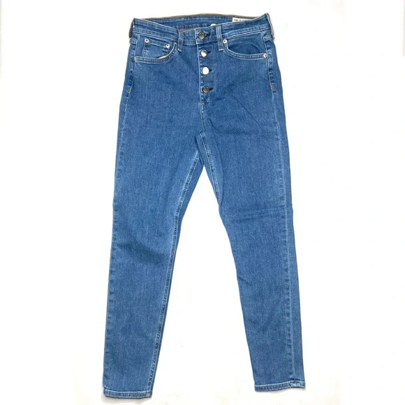 Rag & Bone Nina High Rise Skinny Ankle Jean Exposed Button Fly Size 27