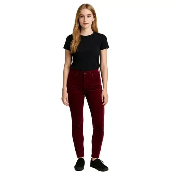 Mossimo High Rise Skinny Jeans Maroon Burgundy Women's Size 25