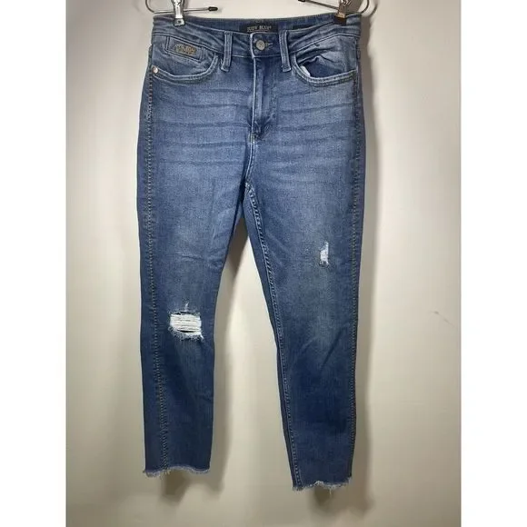 Judy Blue High Waist Boyfriend Jeans Size 3/26 Distressed, Embroidered Stretchy‎