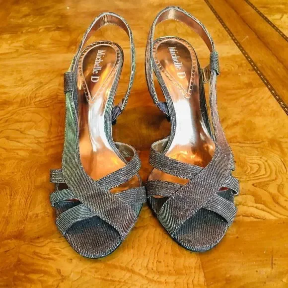 Gorgeous Heel Slippers in Bronze Crusted Shimmer