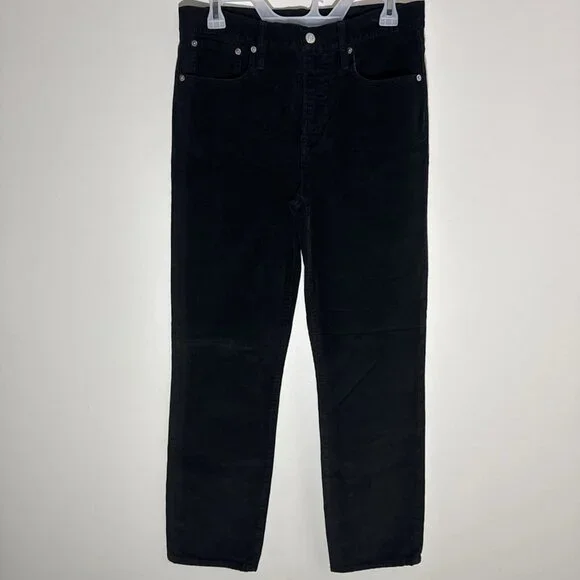 J Crew Corduroy Pants Black Women's 29 Straight Leg Stretch Jeans