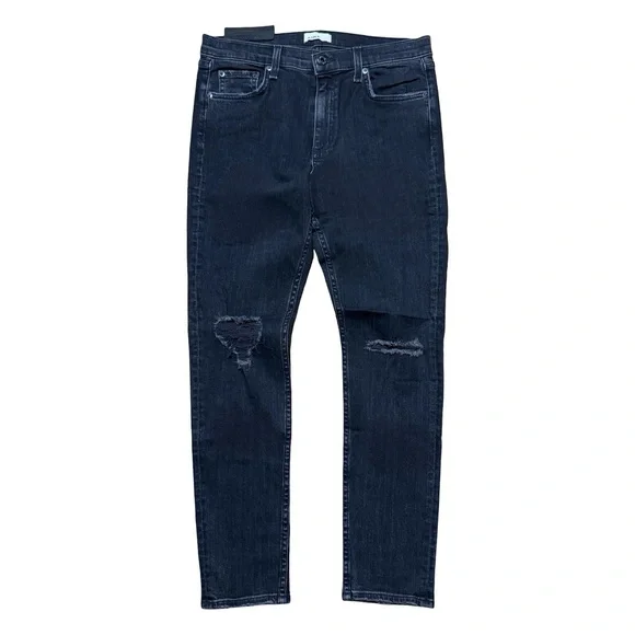 Women’s Brand New ASKK NY Skinny Jax Black Denim Distressed Jeans Size 30