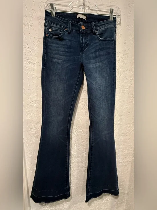 Dear John Jeans Women 24Boot Cut Low Rise Dark Wash Stretch Denim Flare
