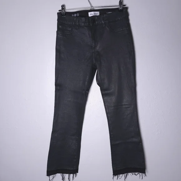 DL1961 Lara InstaSculpt Coated Flared Cropped Jeans