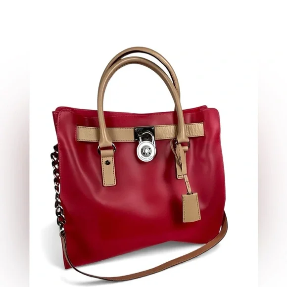 Michael Kors Candy Red PVC Tote Handbag‎ 13” x 12” - 10” Shoulder Strap