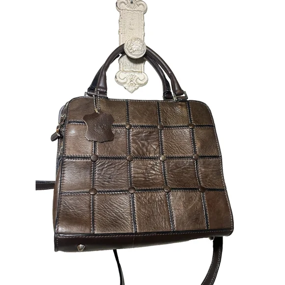 Marc Chantal MC Leather patchwork satchel crossbody new