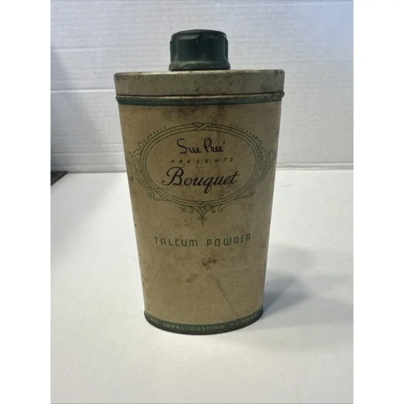 Vintage Sue Pree Bouquet Talc Powder 6 oz tin‎