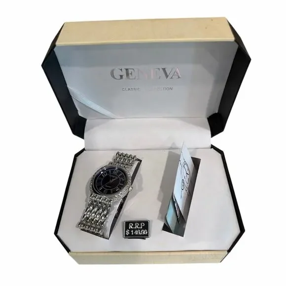 New vintage Geneva Classic Collection watch silver tone