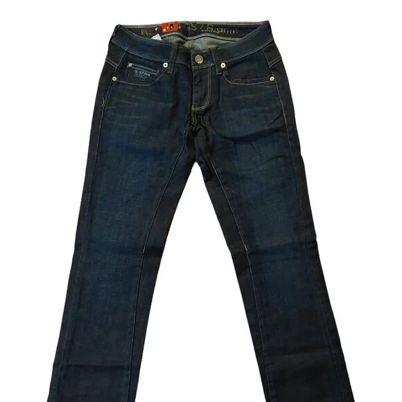 G-Star Raw New Reese Straight Leg Super Low-Rise Dark Vintage Wash Sz 27 NWT