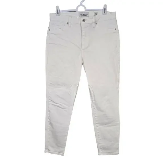 Women's Lucky Brand Ava Crop White Denim Jeans | Size 10/30