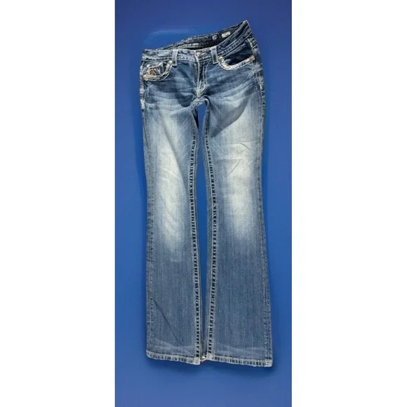Miss Me Jeans Womens 29 Bootcut Flare Leopard Sequin Embellished Medium Wash