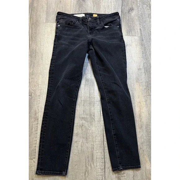 Pilcro and the Letterpress Stet Jeans Women's 28 Black Mid Rise Skinny Whiskered