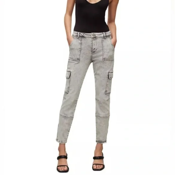 NWOT ALLSAINTS Duran Mid Rise Skinny Cargo Pants in Snow Grey - Size W28