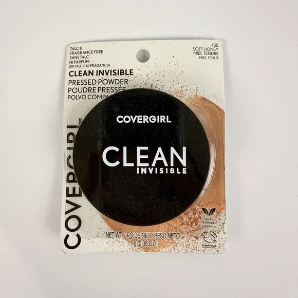 CoverGirl Clean Invisible Pressed Powder 155 Soft Honey Talc Free Vegan 0.38oz