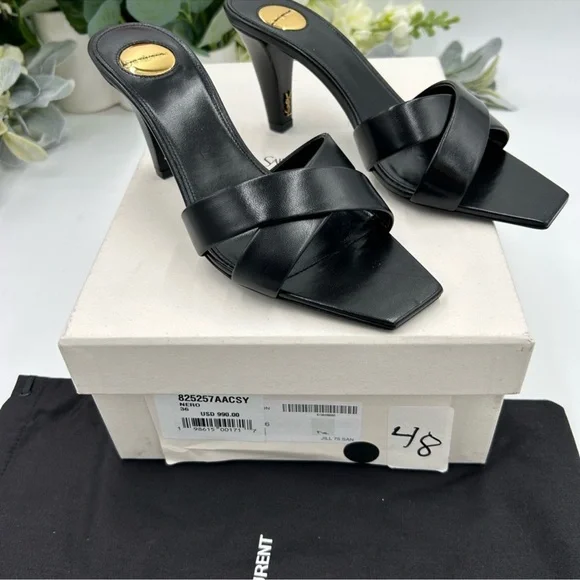 Women’s Saint Laurent Jill 75 leather mules size 36 made in Italy