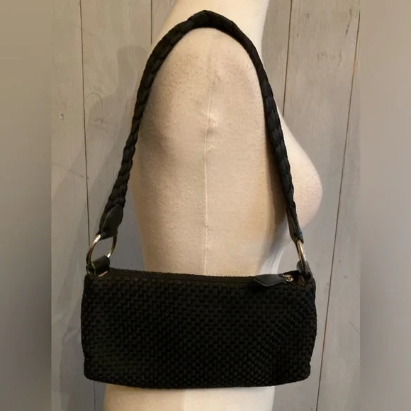 Womens The Sak Black Woven Dinner Braided Shoulder‎ Strap Handbag. Classic