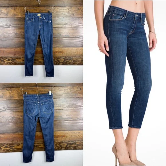 Mother The Cropped Looker Wash Midnight Storm Classic Blue Women Jeans Size 24