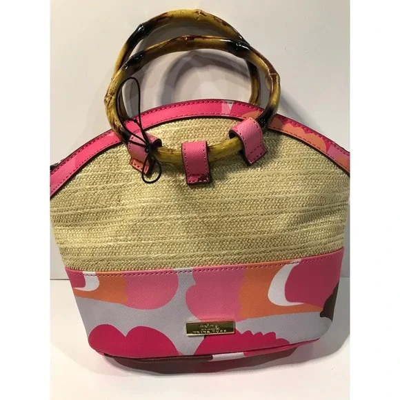 Trina Turk floral petals handbag‎ bamboo handles