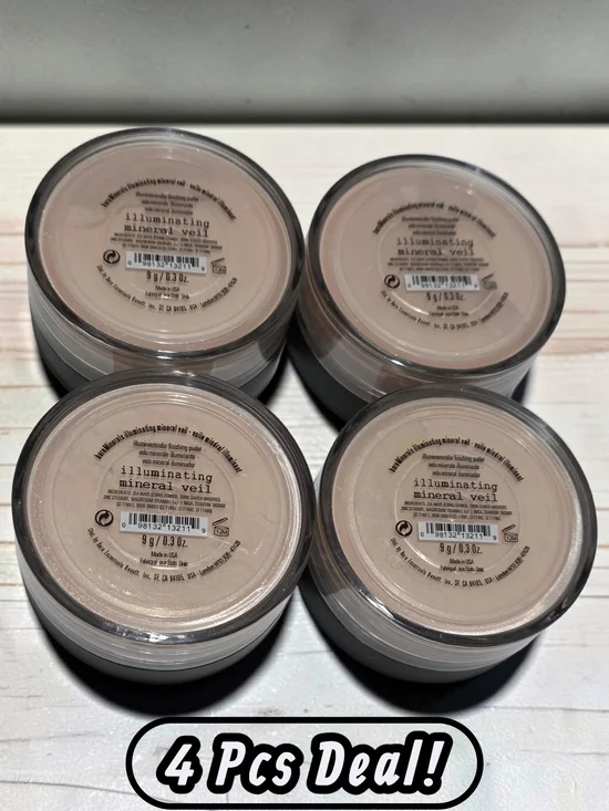 Lot Of 4 Bareminerals Illuminating Mineral Veil 9g (Finishing Powder)