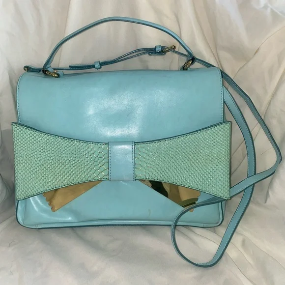 Gianni Bini Lucy Light Blue Shoulder Bag‎ with Bow Detail