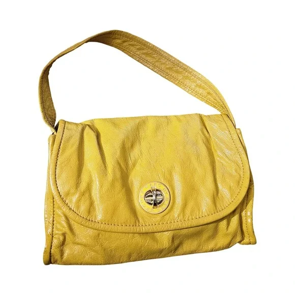 Marc by Marc Jacobs Yellow Pebbled Leather Turnlock Shoulder Bag Handbag