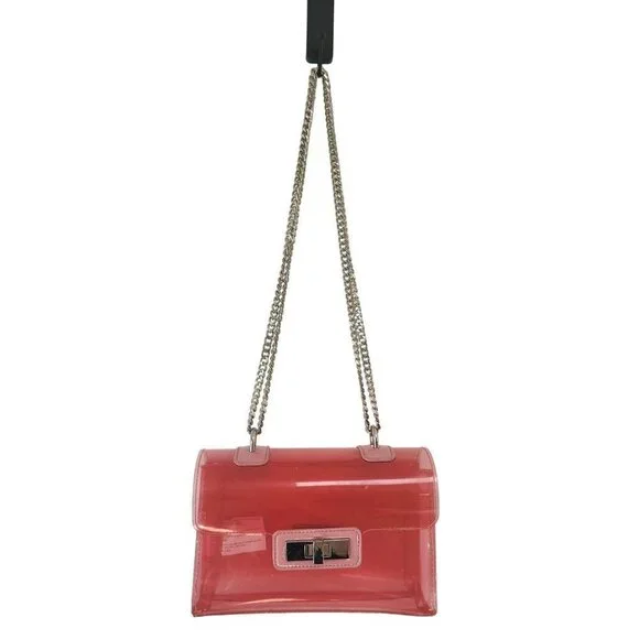 Barbiecore Pink Acrylic Purse Baguette Minibag Metal Chain Handle