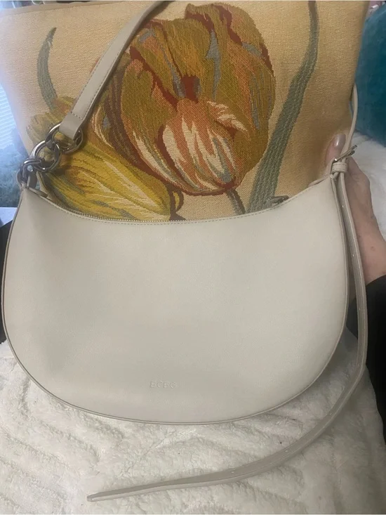 BCBG Max Azria Cream Crescent Hobo Shoulder Bag